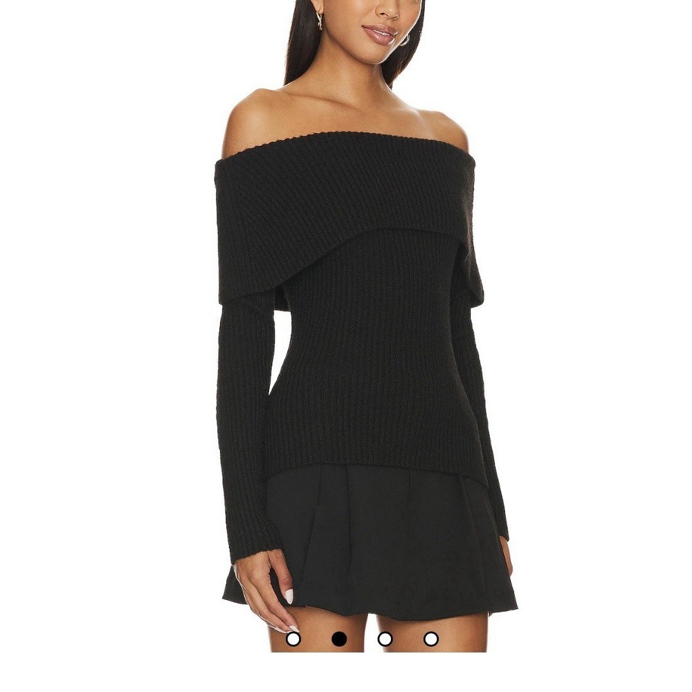 Central Park West Gwyneth Off-shoulder Sweater‎ in Black